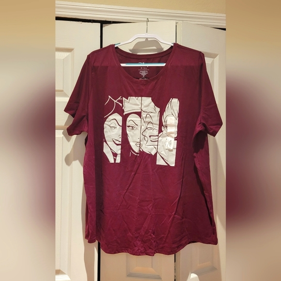 Clearance ☆ Disney Plus Size 3x Villains T-Shirt • Burgundy/Wine - Picture 5 of 7